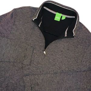 Boss Green Label Hugo Boss Men’s Quarter Zip Pullover XL Gray Stripe EUC